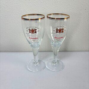 Kostritzer Schwarzbier 0.3L German Beer Glass Stemmed Gold Rim Black Lager